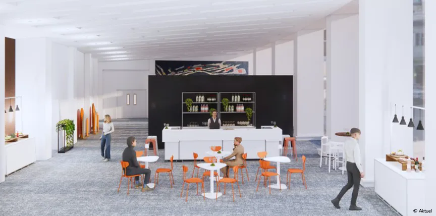 Prévisualisation 3D d'un format village dans le Foyer Manessier de Radio France