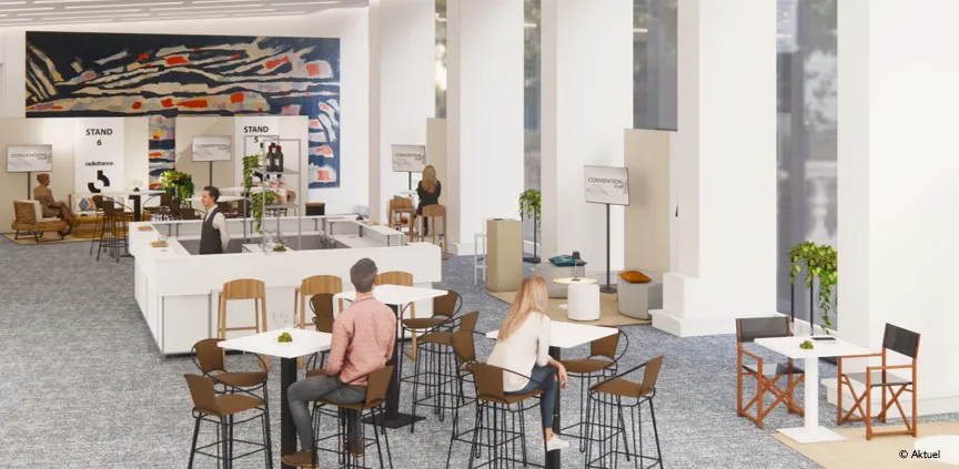 Prévisualisation 3D d'un format village dans le Foyer Manessier de Radio France