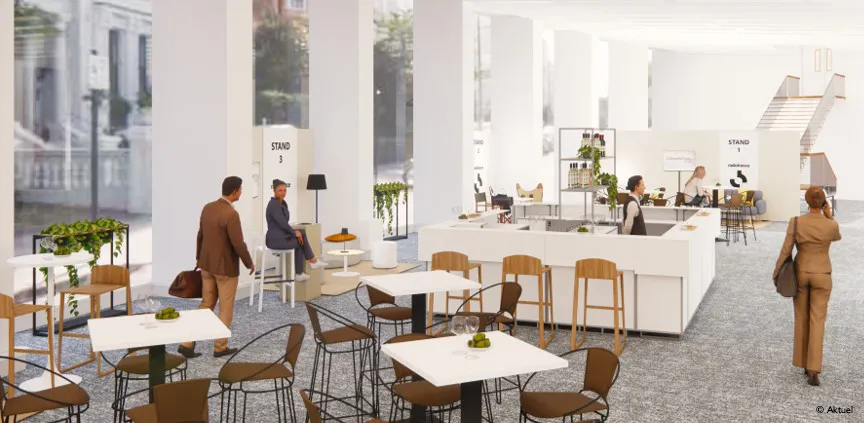 Prévisualisation 3D d'un format village dans le Foyer Manessier de Radio France