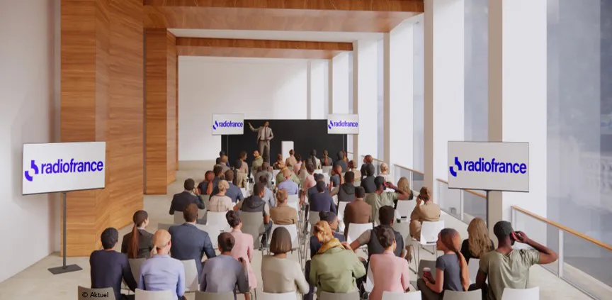 Prévisualisation 3D d'une conférence dans la Galerie Seine de Radio France