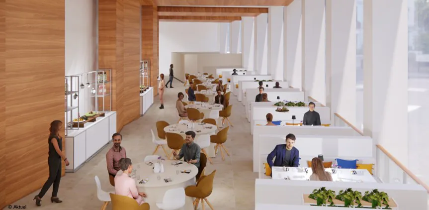 Prévisualisation 3D d'un dîner dans la Galerie Seine de Radio France
