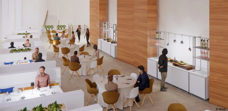Prévisualisation 3D d'un dîner dans la Galerie Seine de Radio France