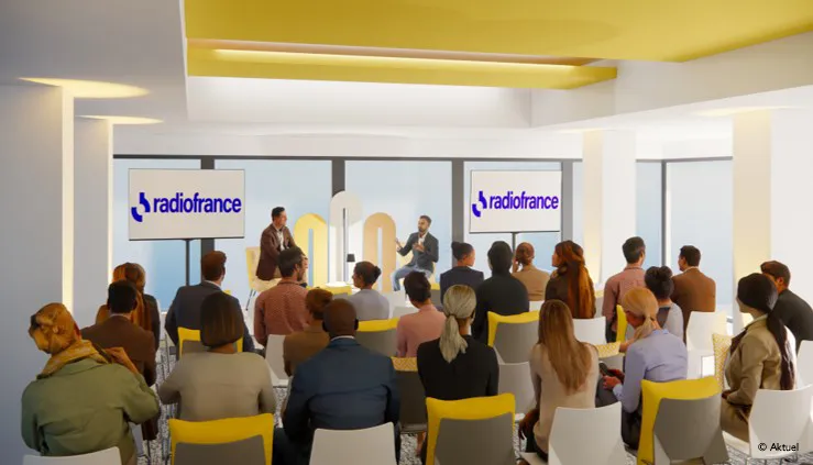 Visualisation 3D d'une conférence dans la Salle panoramique de Radio France