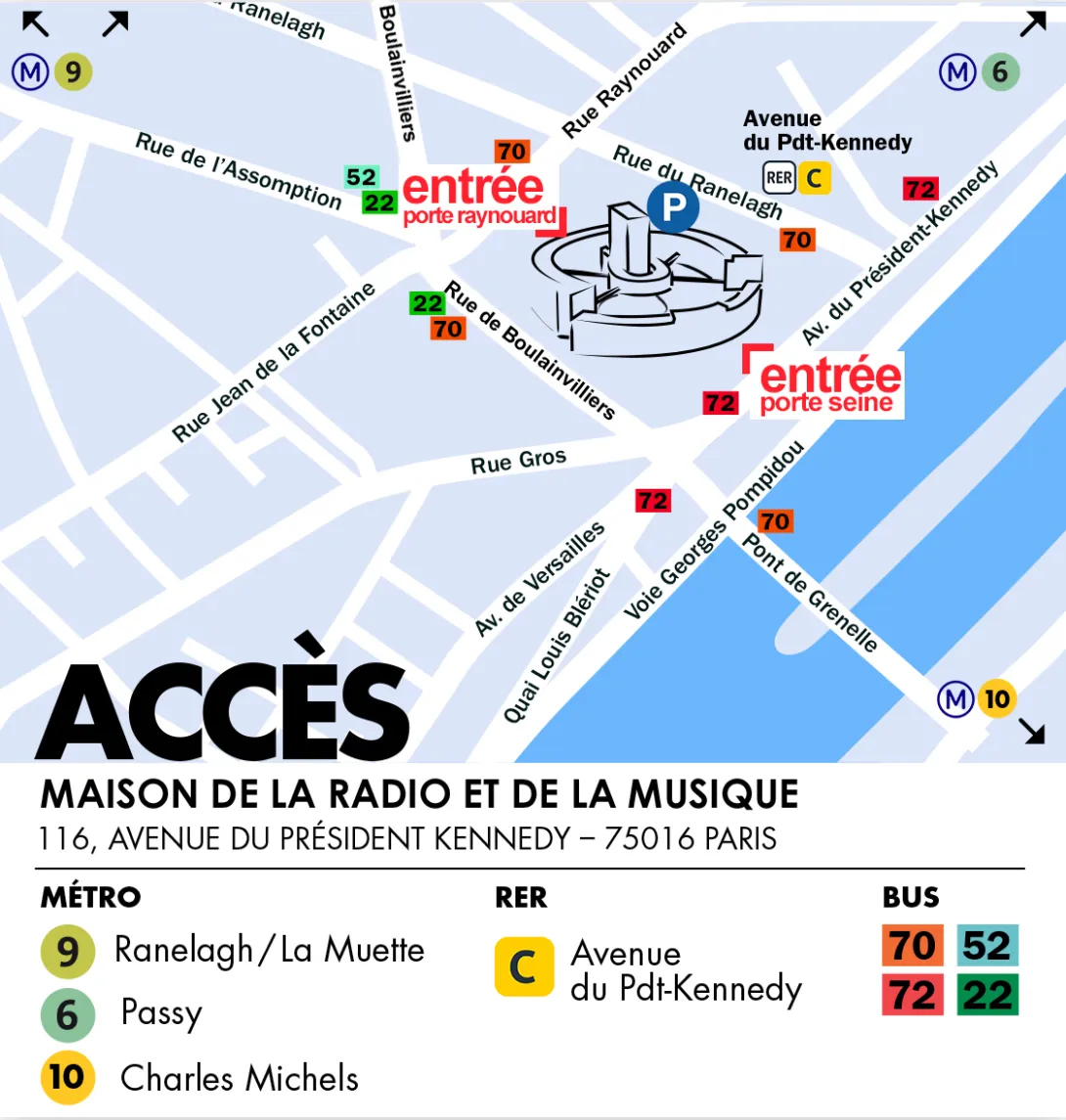Plan d'accès à la Maison de la Radio et de la Musique