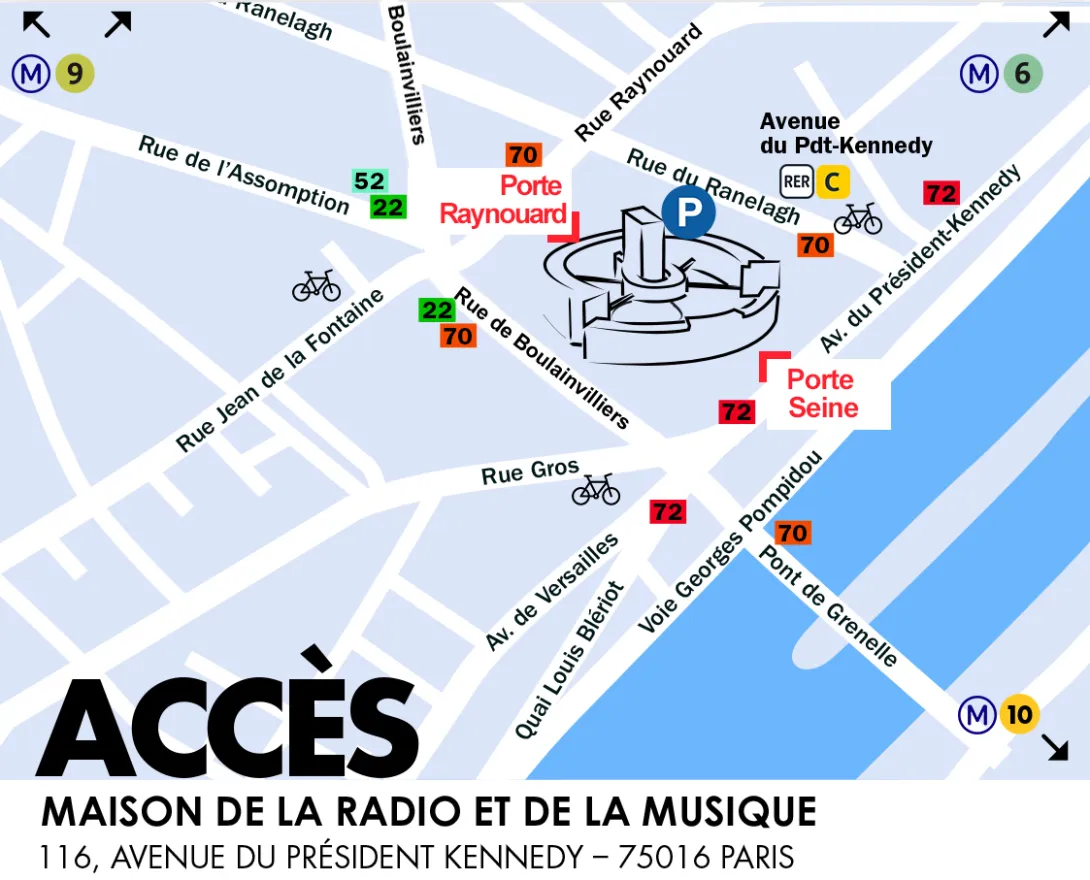 Plan d'accès à la Maison de la Radio et de la Musique