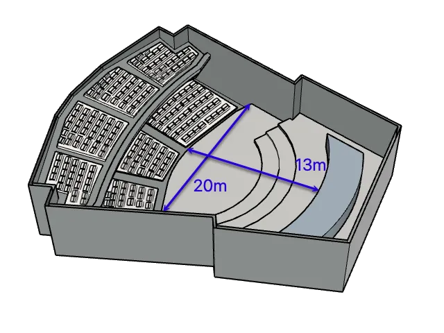 Plan 3D du Studio 104 de Radio France